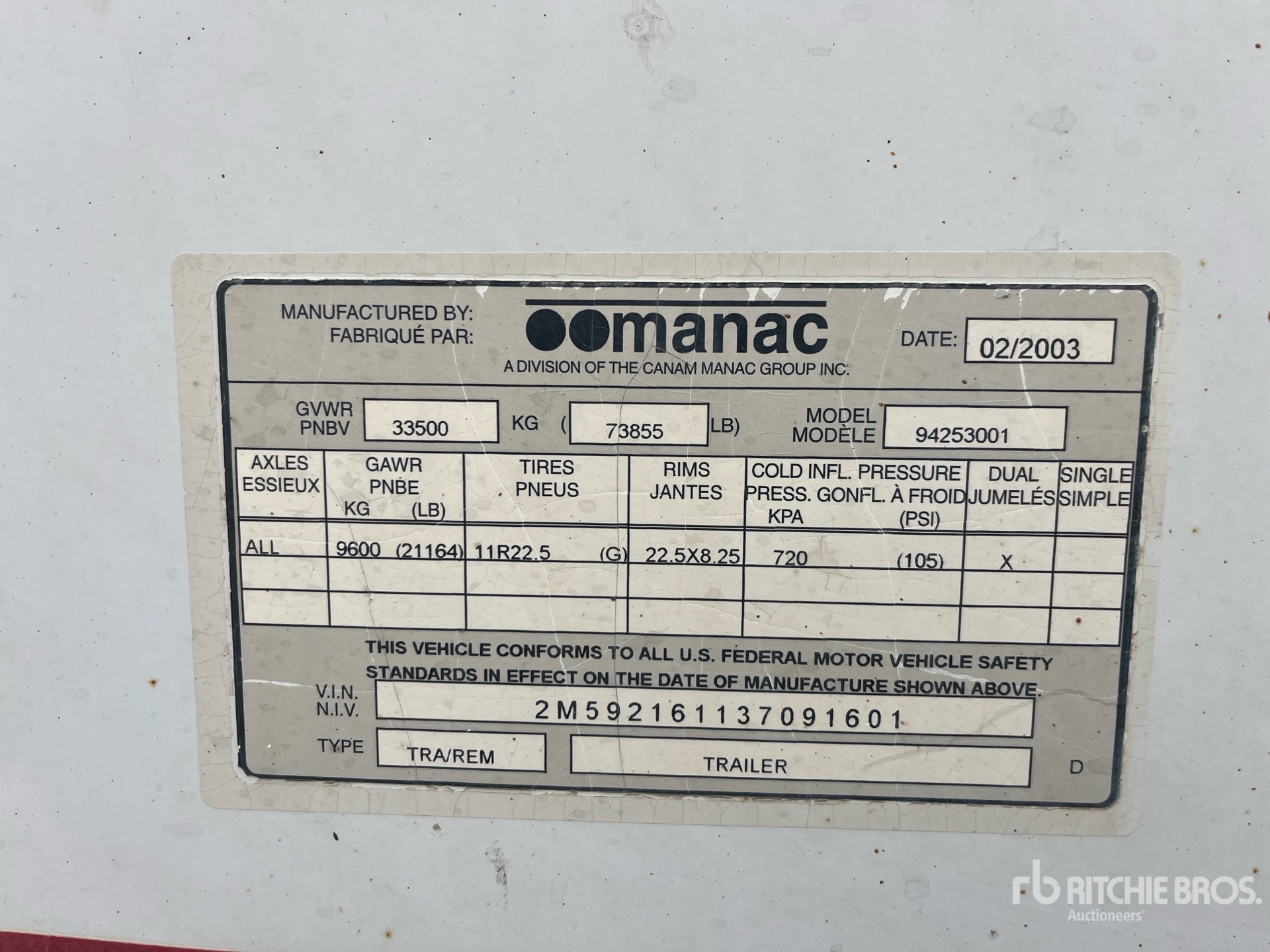 General Appearance with N.º de serie/VIN