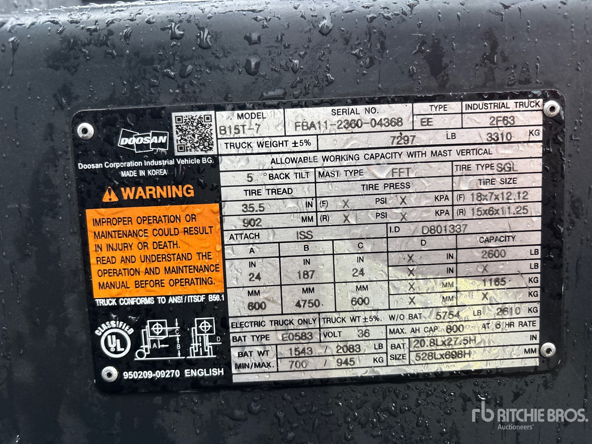 General Appearance with Serial Number / VIN