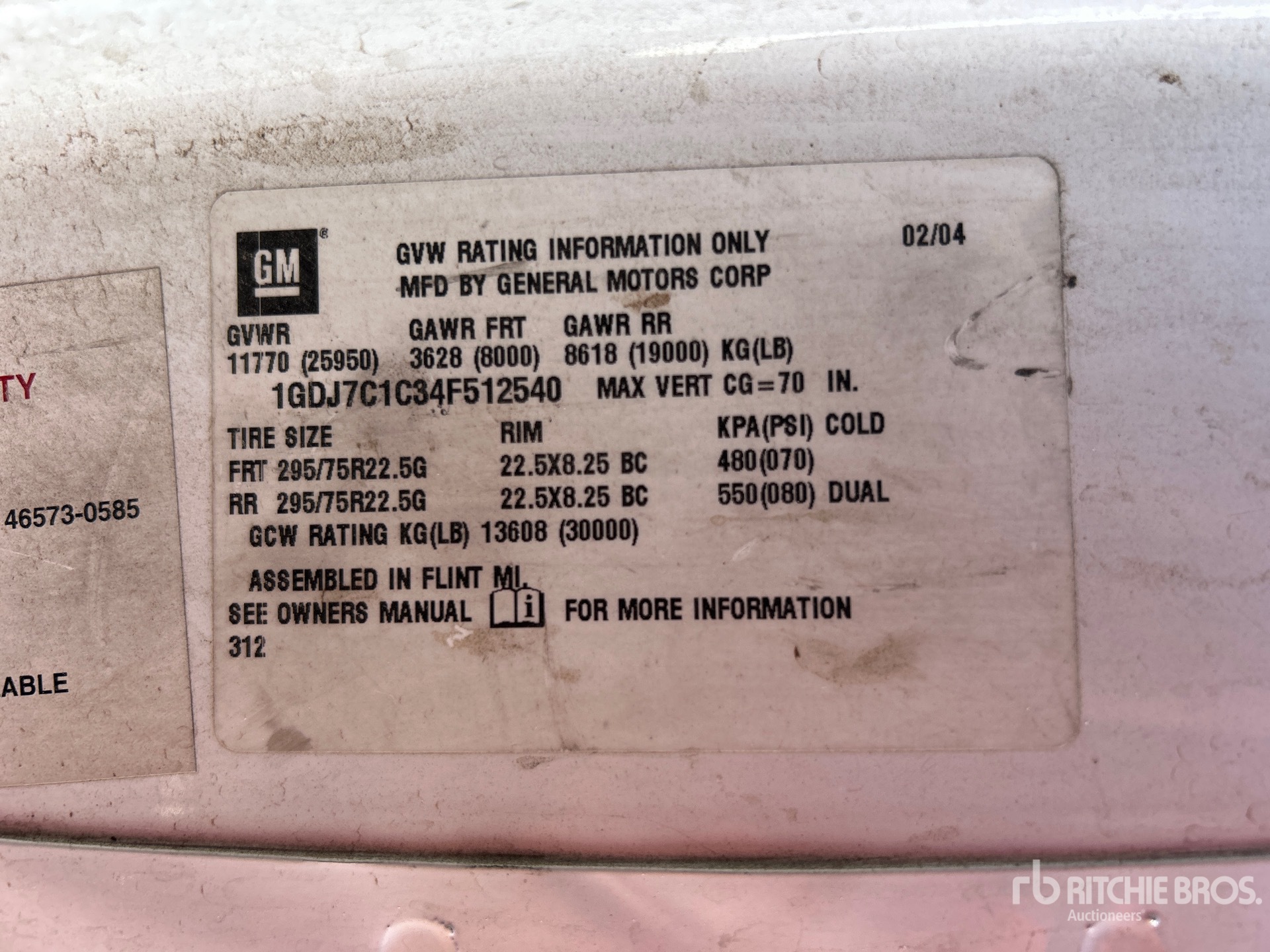 General Appearance with Serial Number / VIN