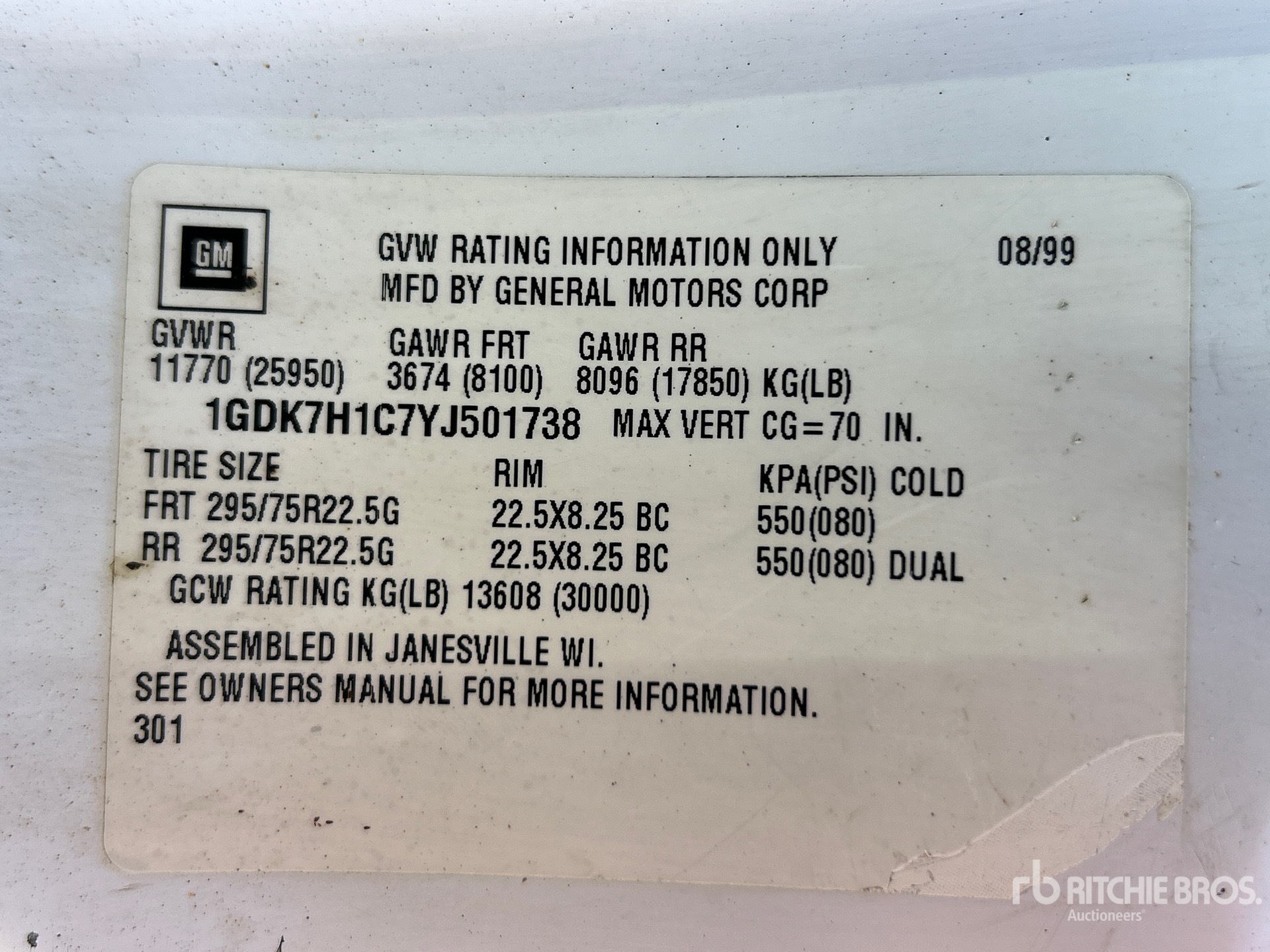 General Appearance with Serial Number / VIN