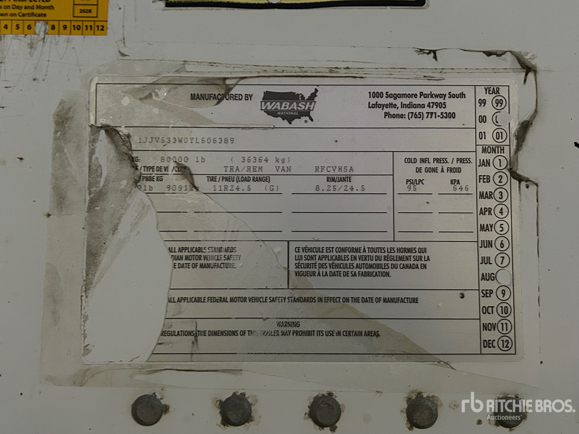 General Appearance with Serial Number / VIN