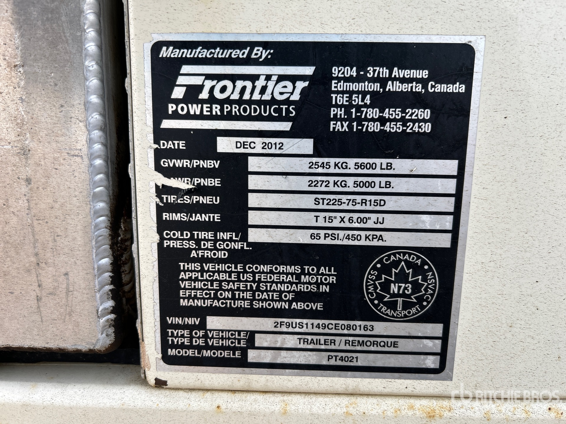 General Appearance with Serial Number / VIN