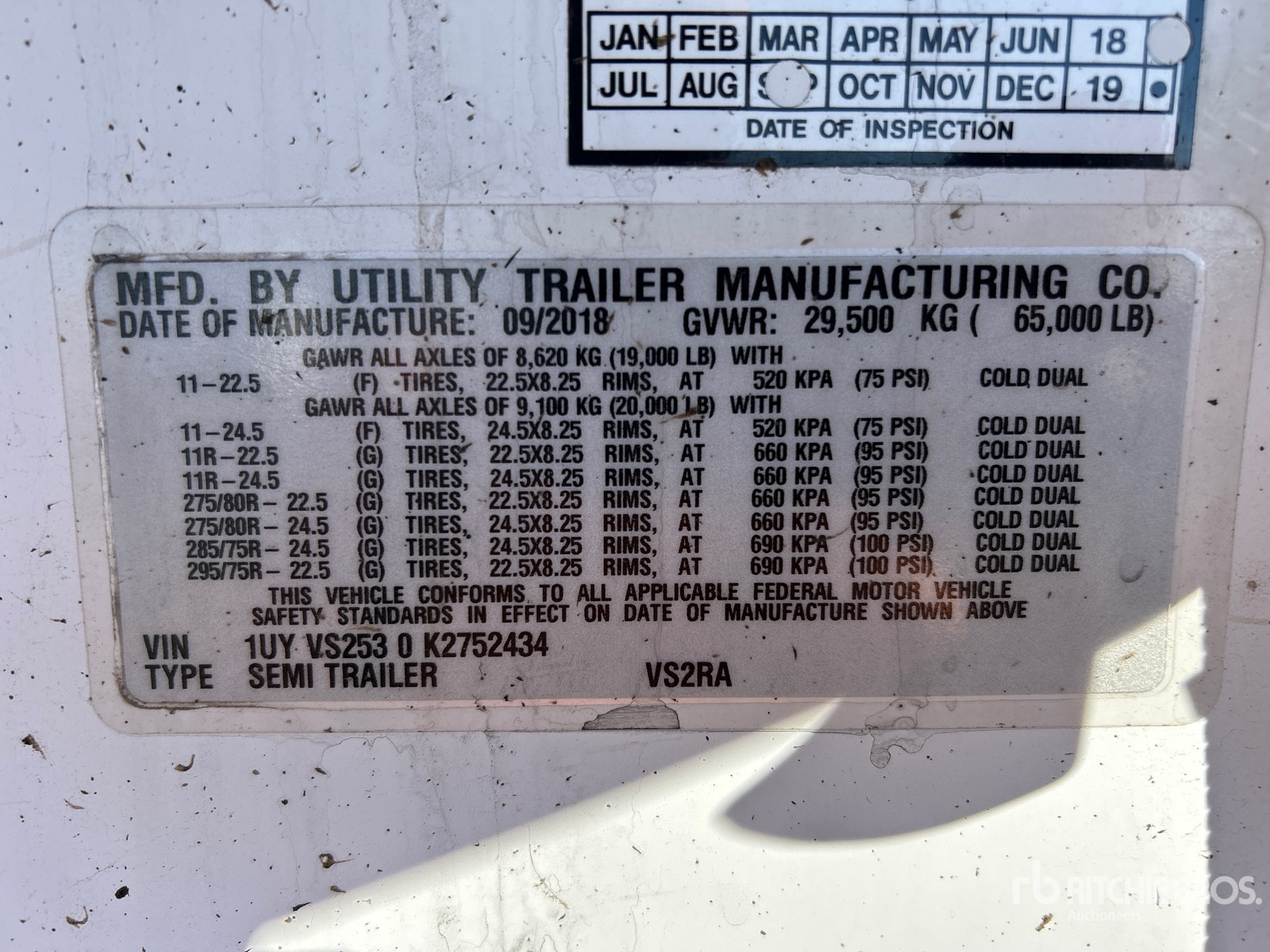 General Appearance with N.º de serie/VIN