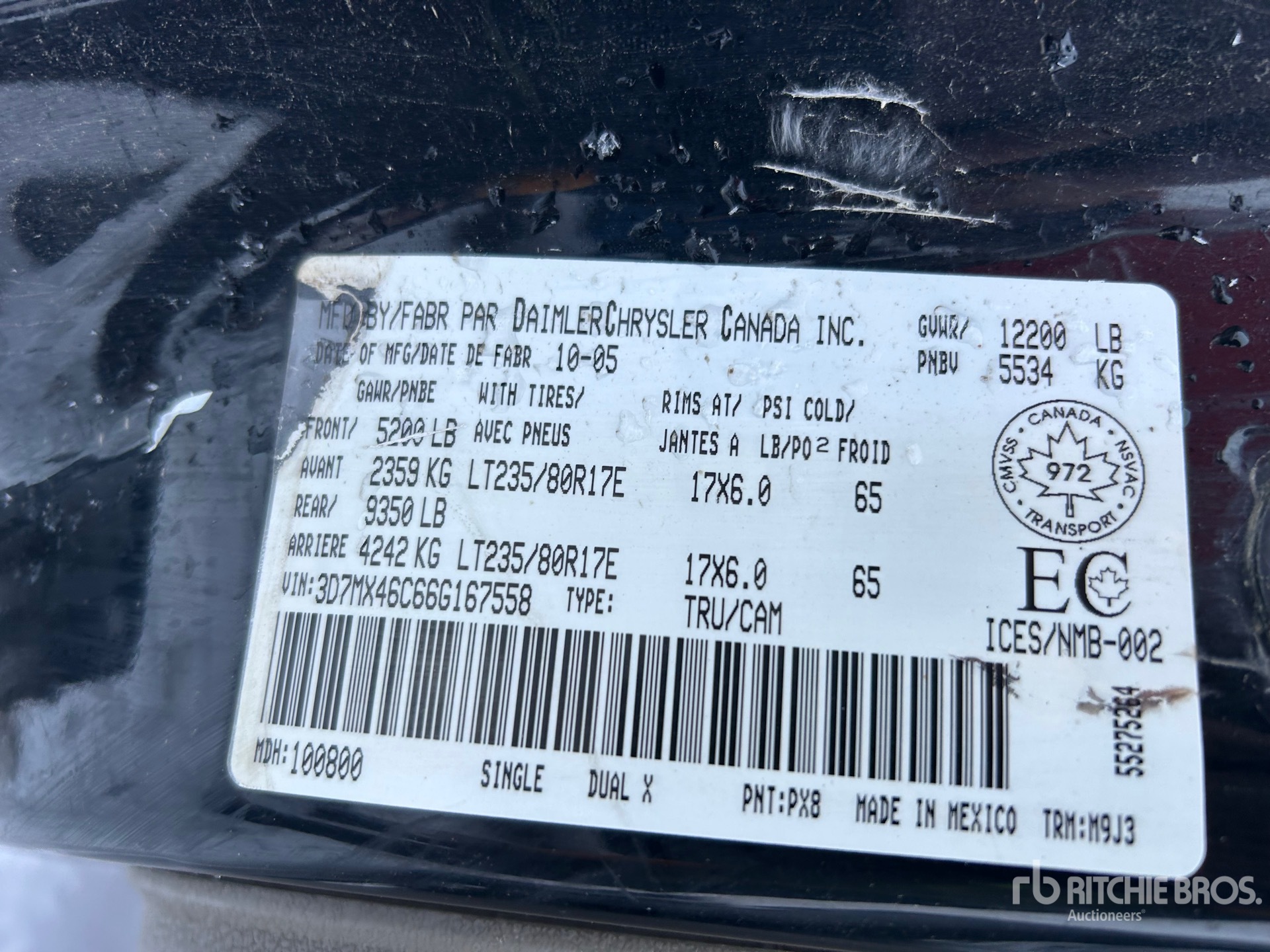 General Appearance with Serial Number / VIN