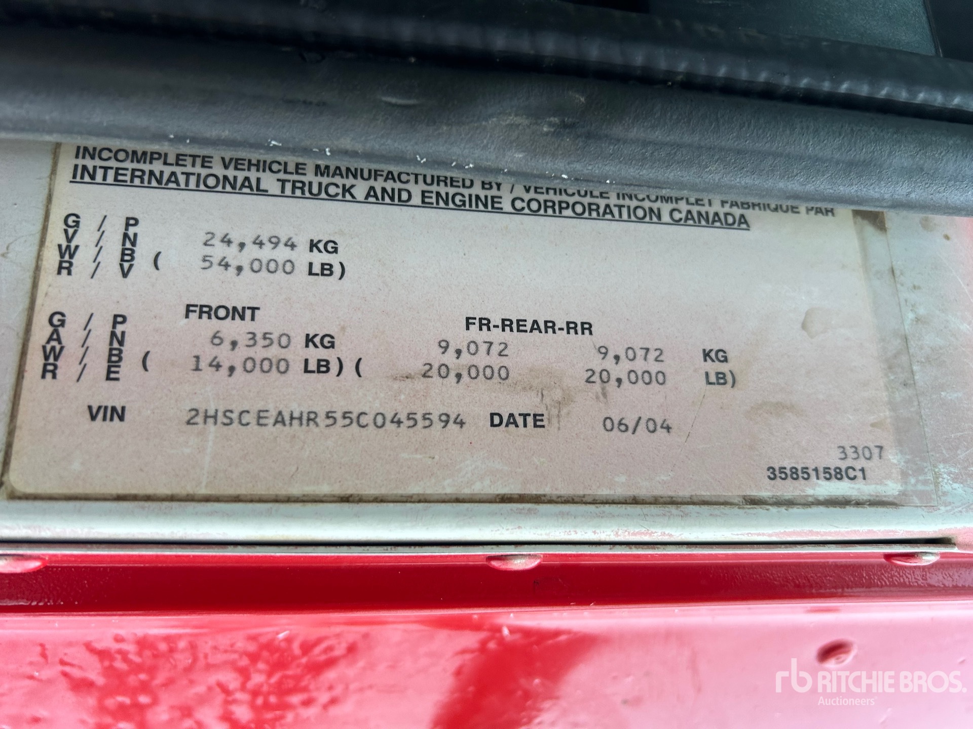 General Appearance with Serial Number / VIN