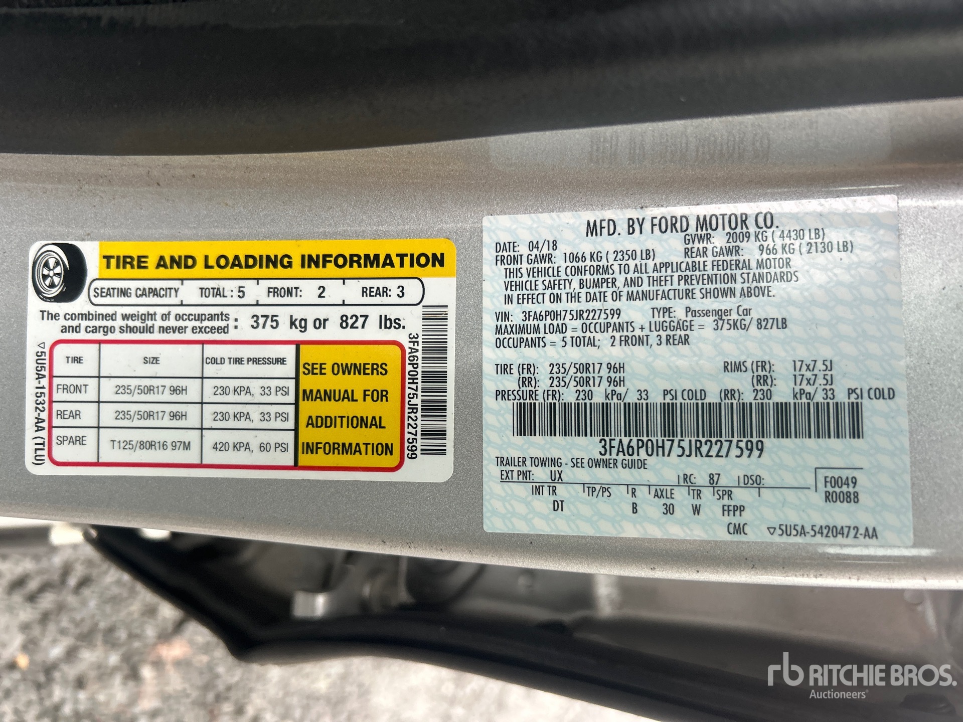 General Appearance with Serial Number / VIN