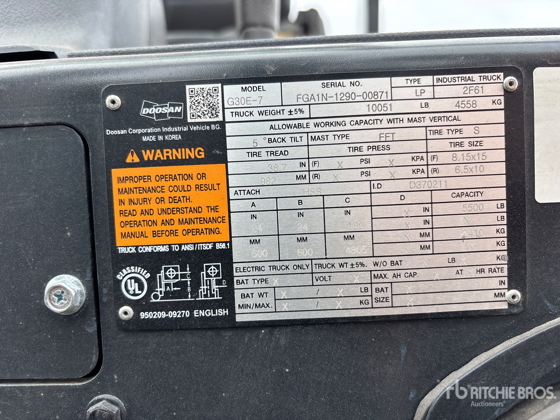 General Appearance with Serial Number / VIN