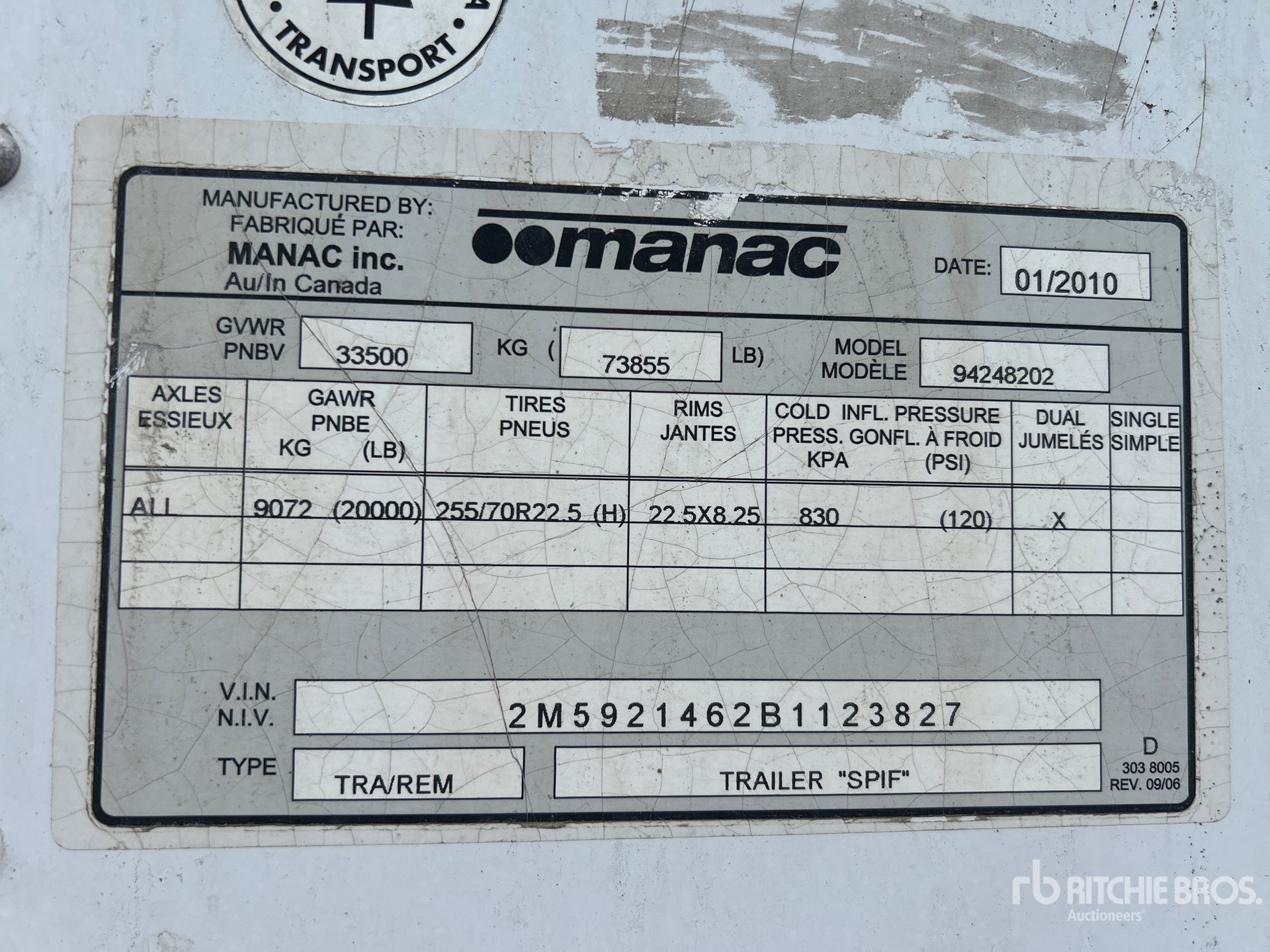 General Appearance with Serial Number / VIN