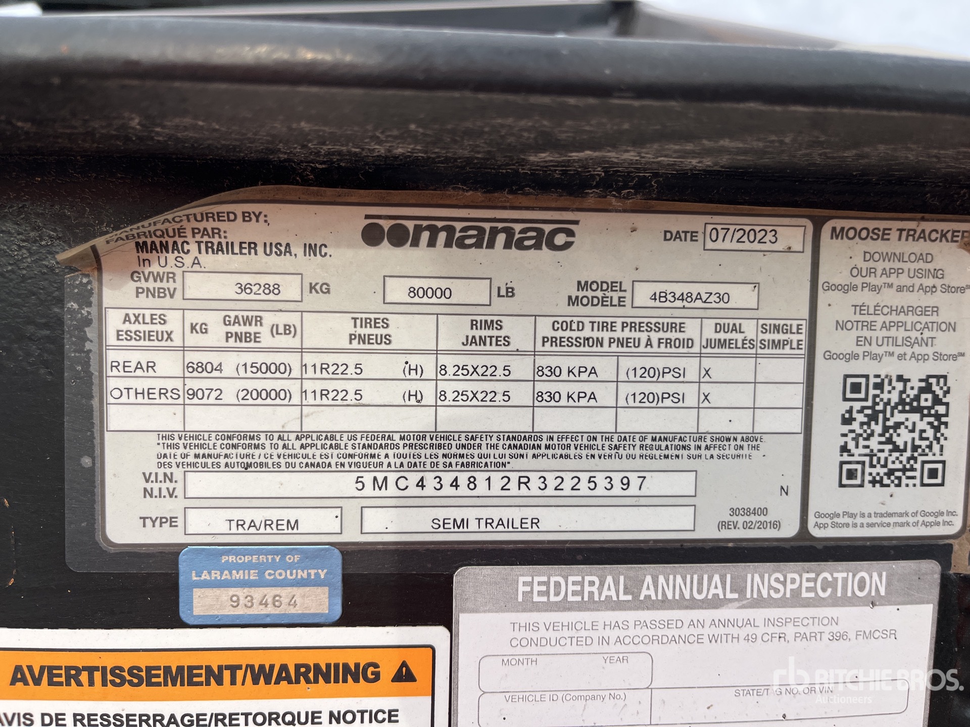 General Appearance with Serial Number / VIN