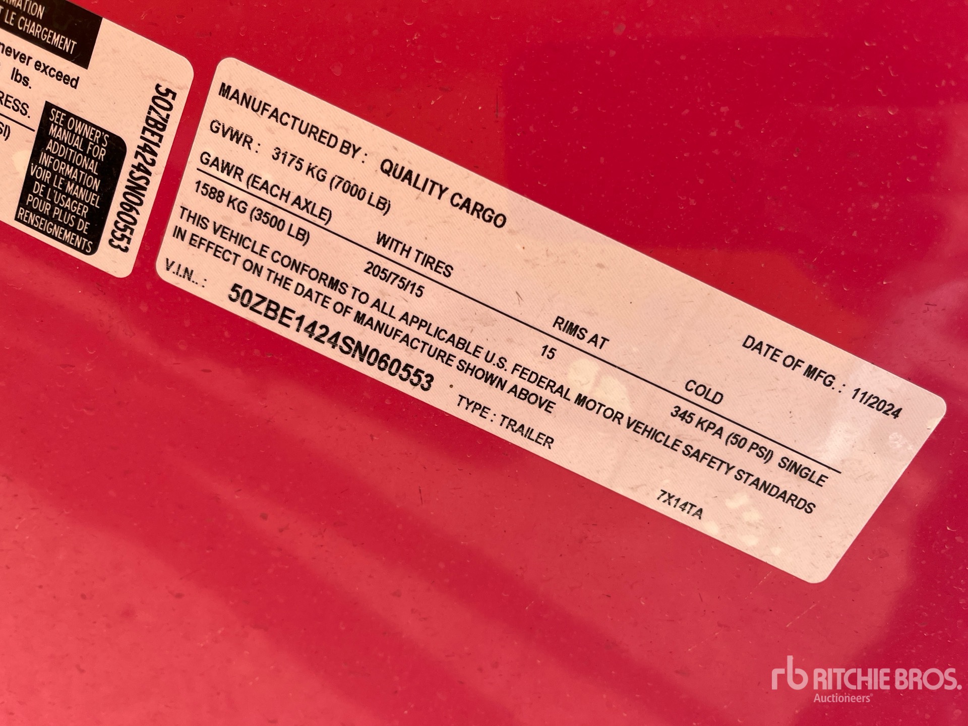 General Appearance with Serial Number / VIN