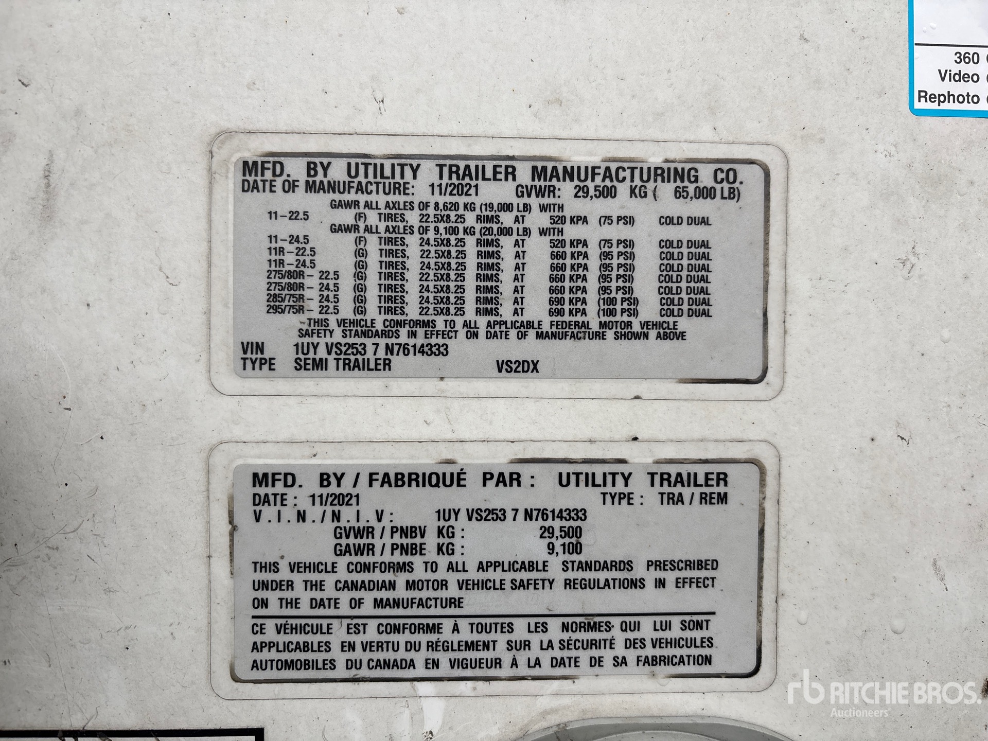 General Appearance with Numéro de série/Numéro d'identification du véhicule automobile