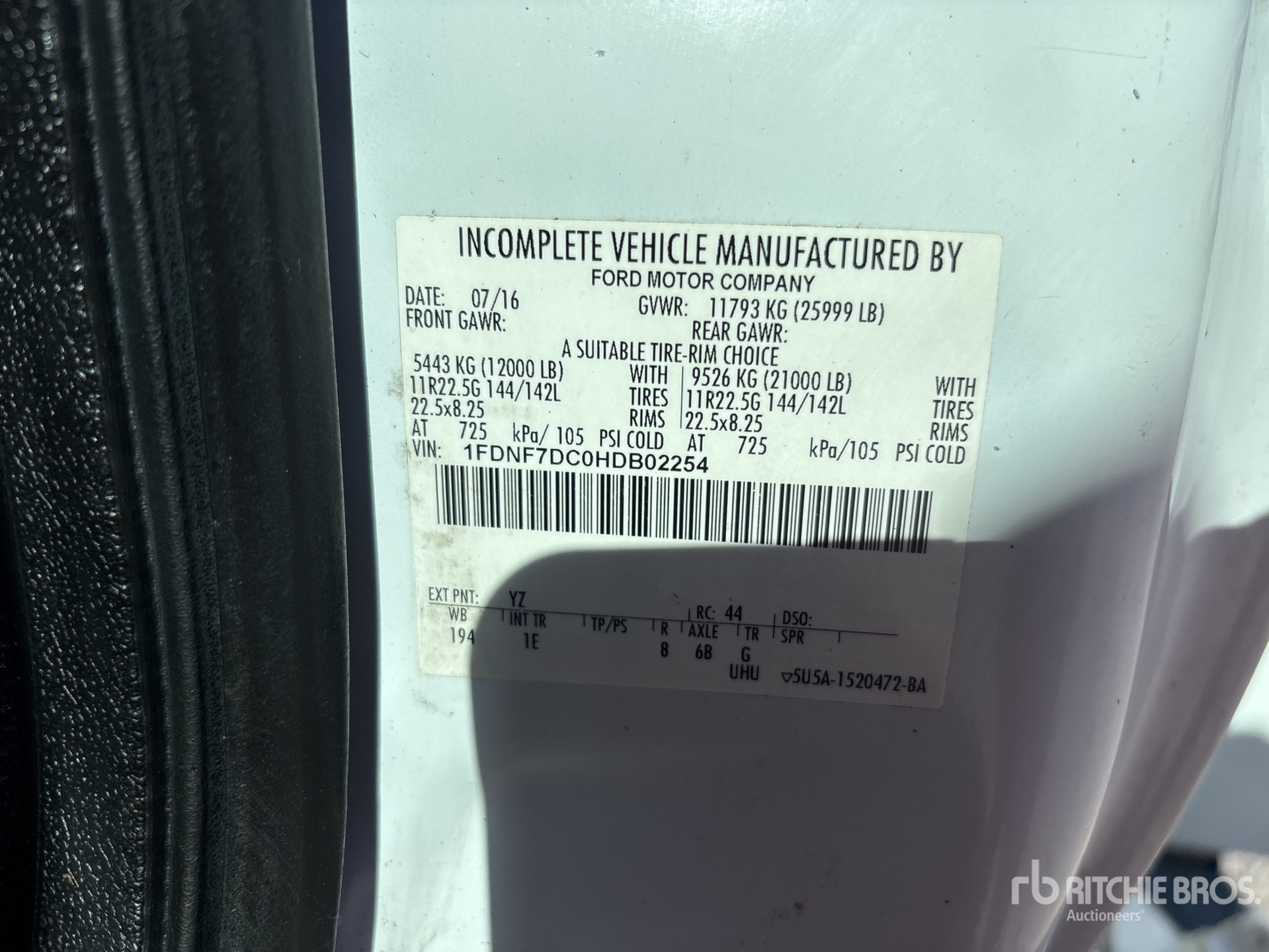 General Appearance with Serial Number / VIN