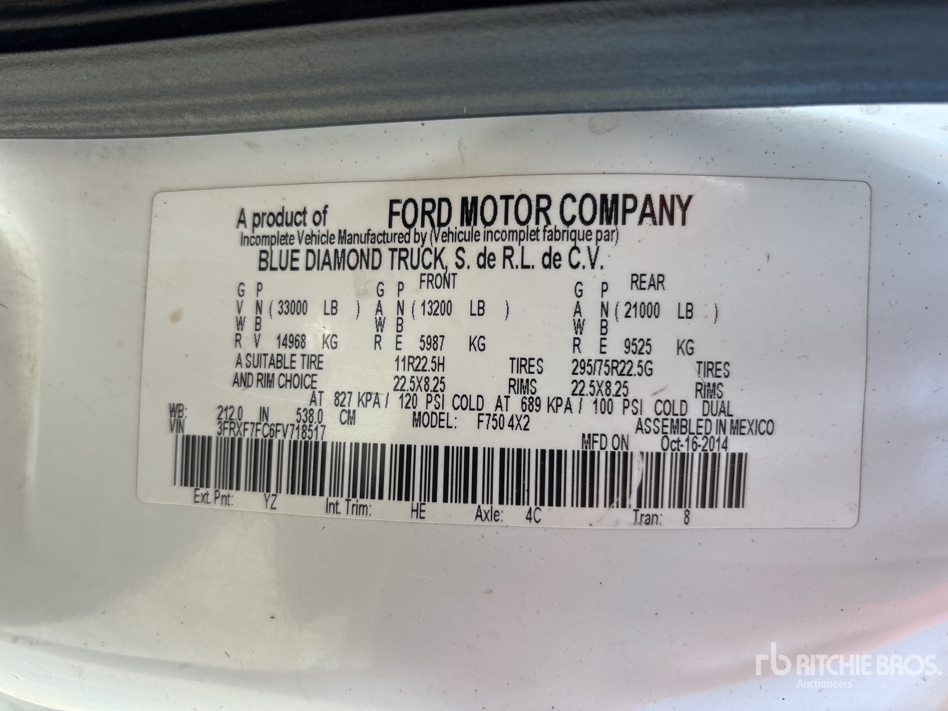 General Appearance with Serial Number / VIN