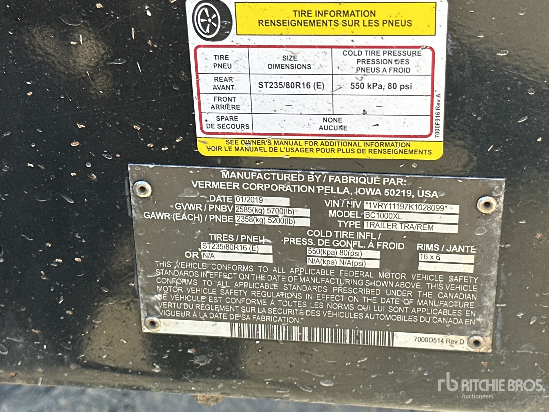 General Appearance with Serial Number / VIN