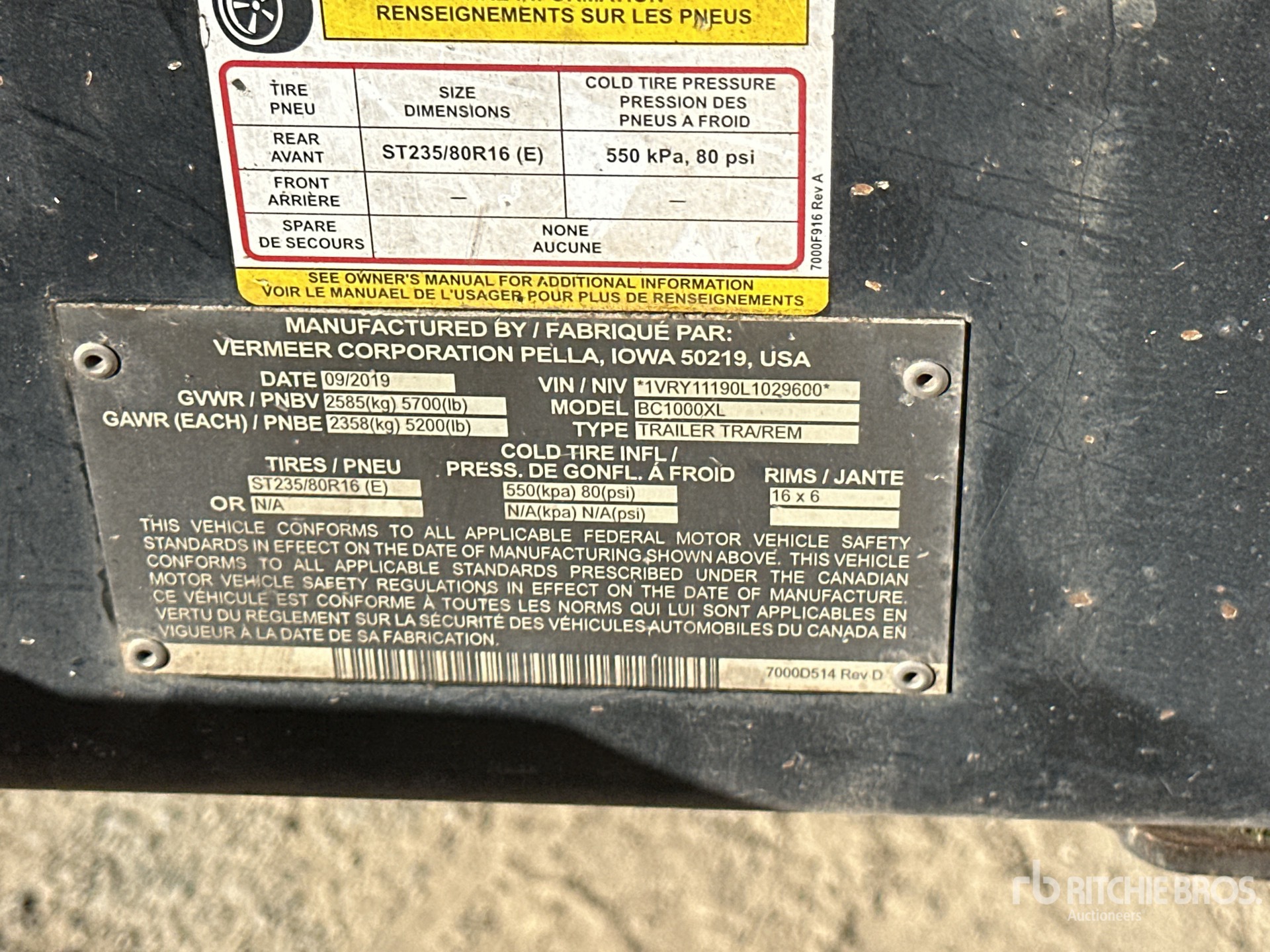 General Appearance with Serial Number / VIN