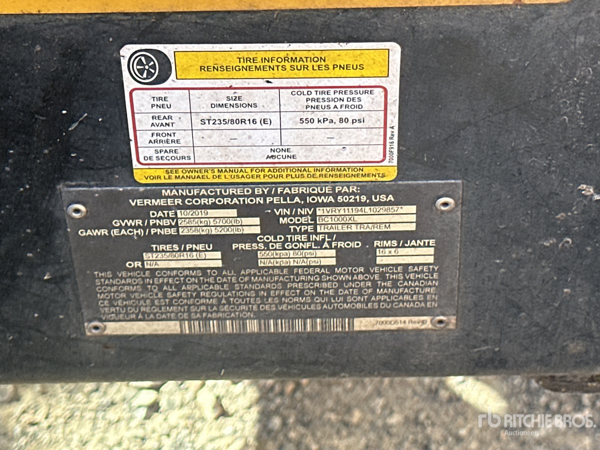 General Appearance with Serial Number / VIN