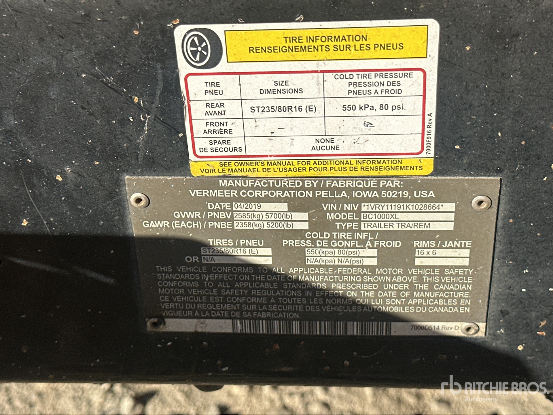 General Appearance with Serial Number / VIN