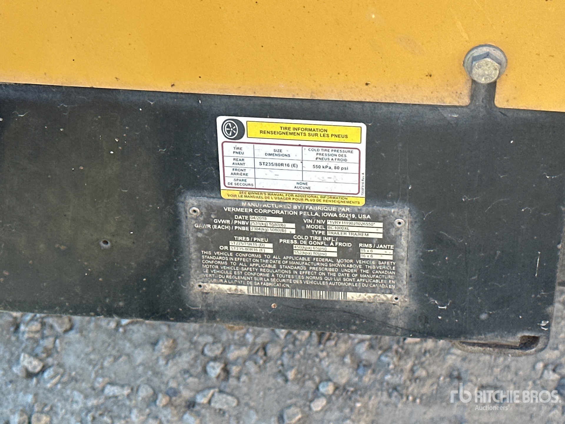 General Appearance with Serial Number / VIN