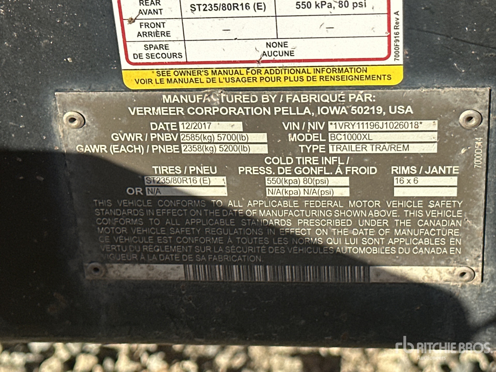 General Appearance with Serial Number / VIN