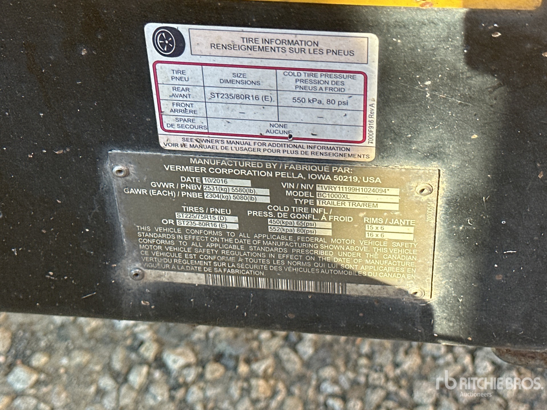 General Appearance with Serial Number / VIN