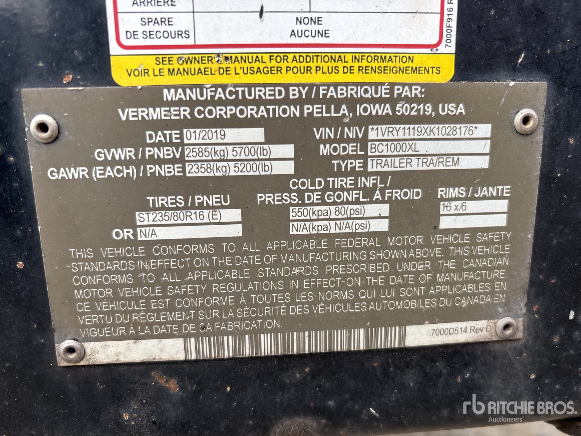 General Appearance with Serial Number / VIN