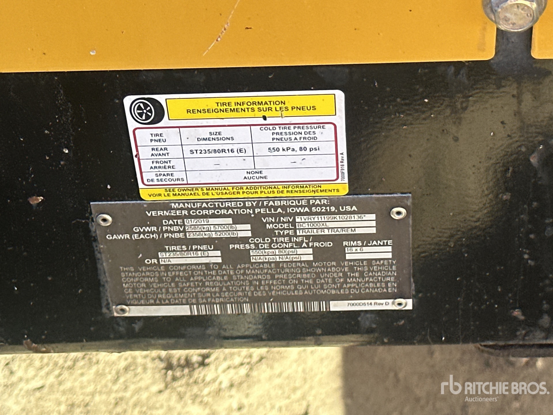 General Appearance with Serial Number / VIN