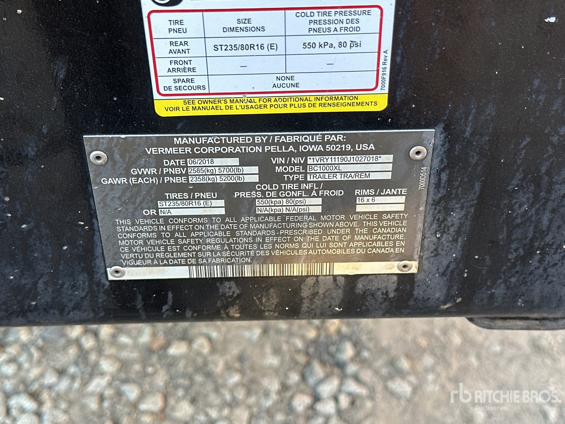 General Appearance with Serial Number / VIN