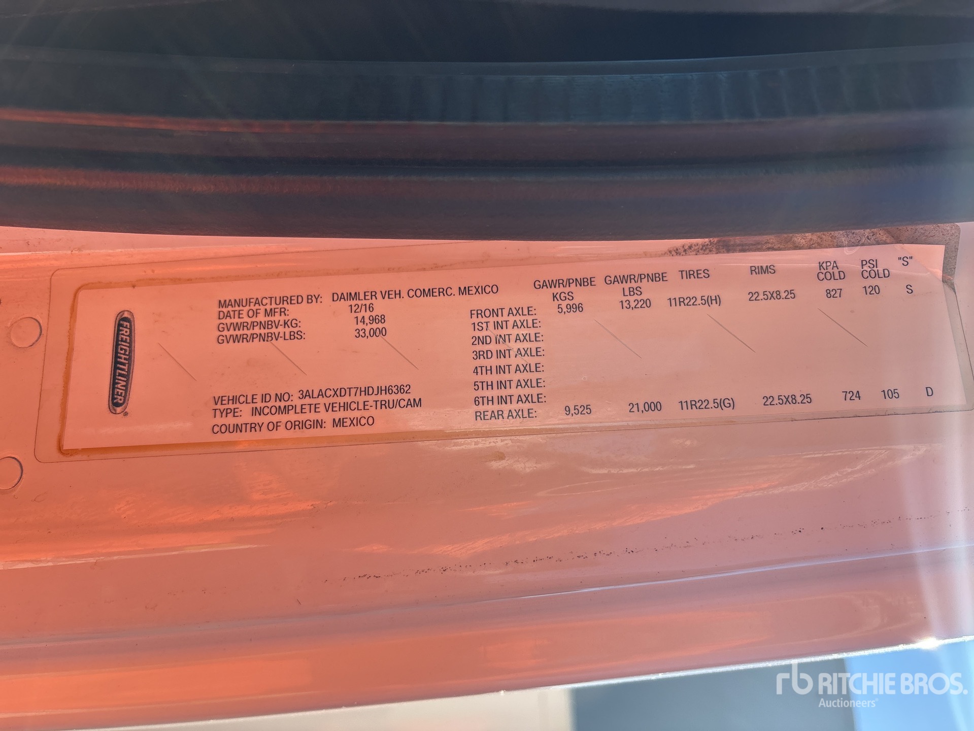 General Appearance with Serial Number / VIN