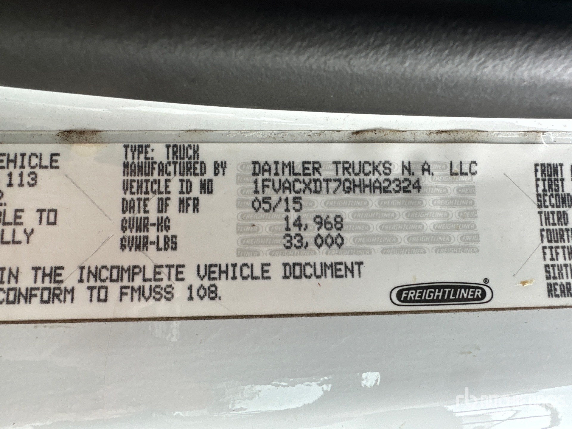 General Appearance with Serial Number / VIN