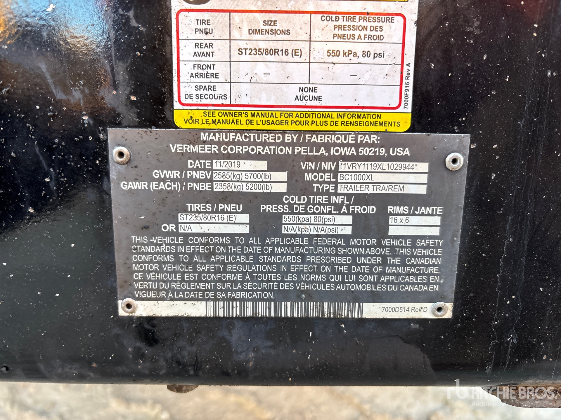 General Appearance with Serial Number / VIN