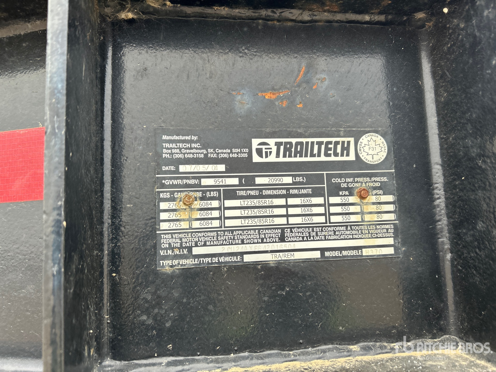 General Appearance with Serial Number / VIN