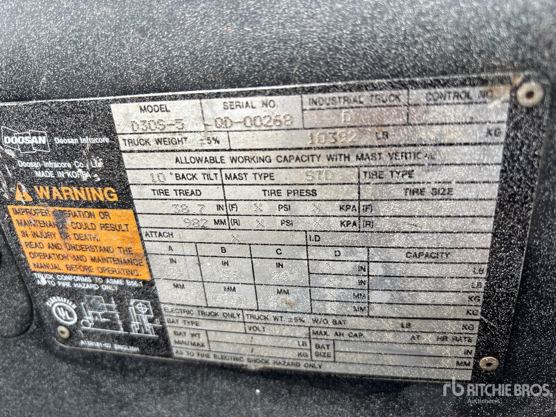 General Appearance with Serial Number / VIN