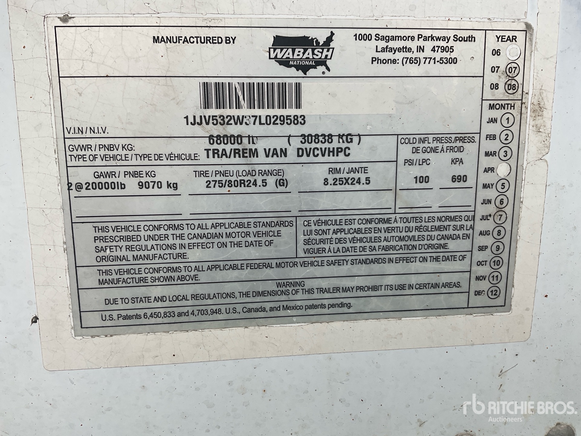 General Appearance with Serial Number / VIN