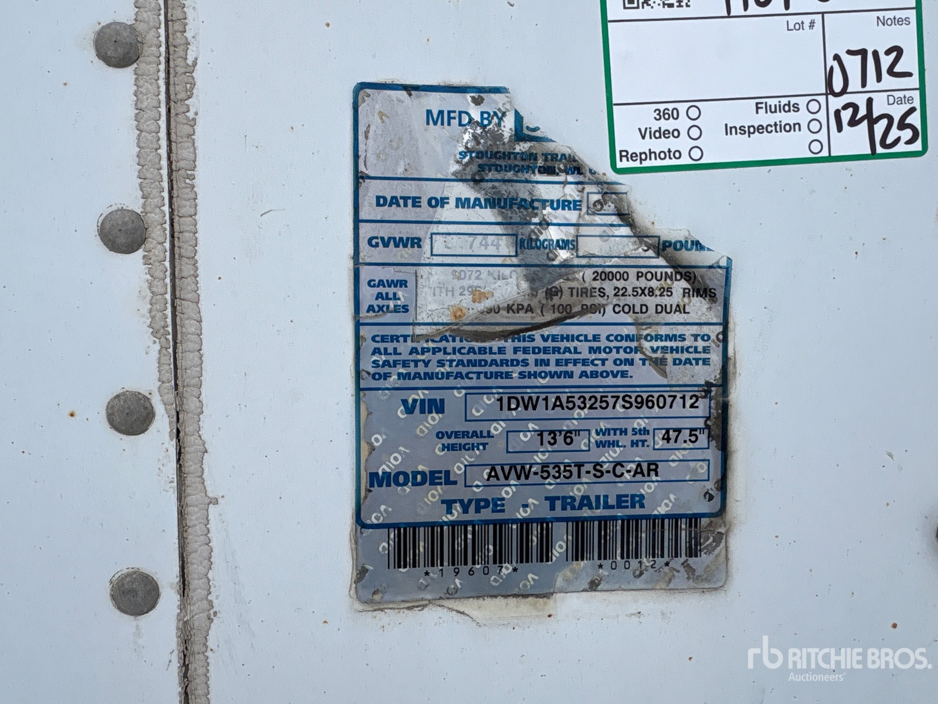 General Appearance with Serial Number / VIN