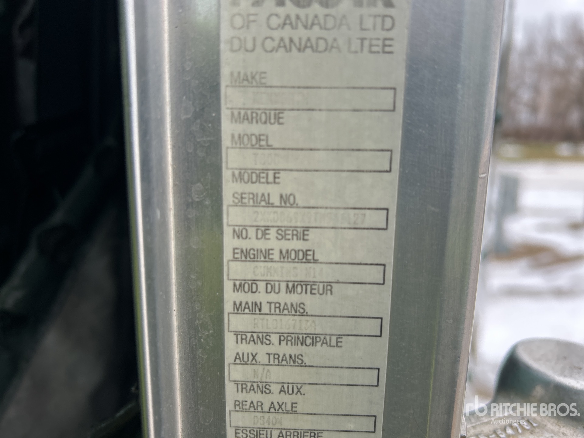 General Appearance with Numéro de série/Numéro d'identification du véhicule automobile