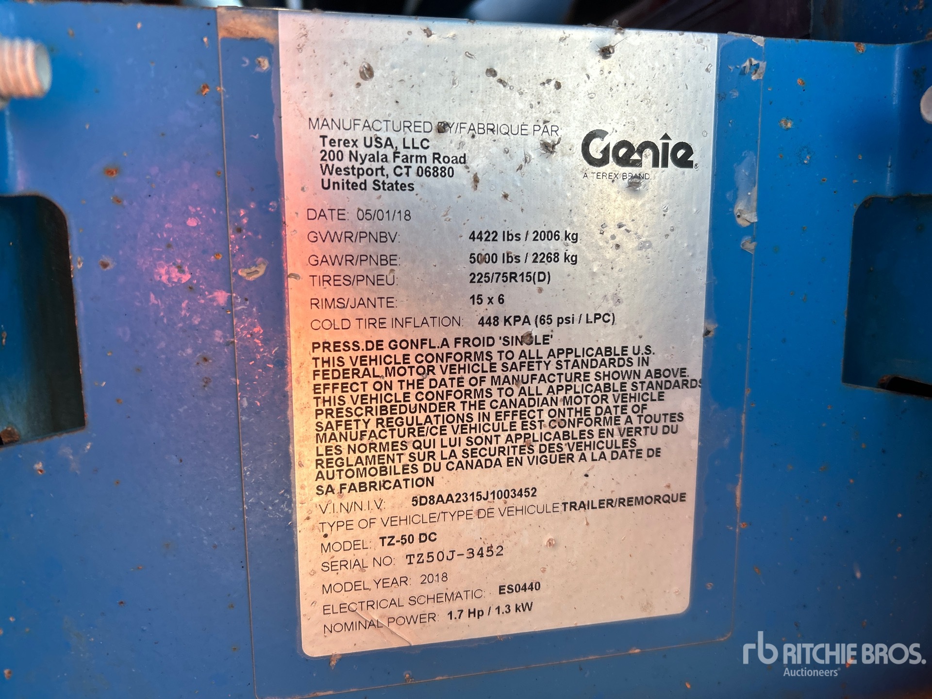 General Appearance with Serial Number / VIN