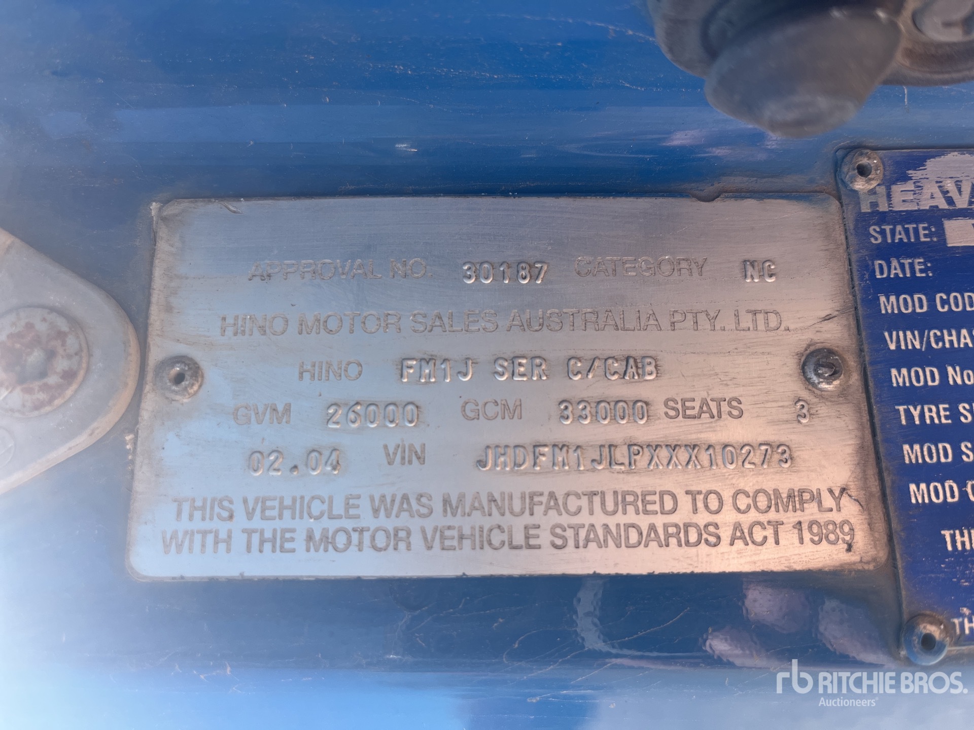 General Appearance with Serial Number / VIN