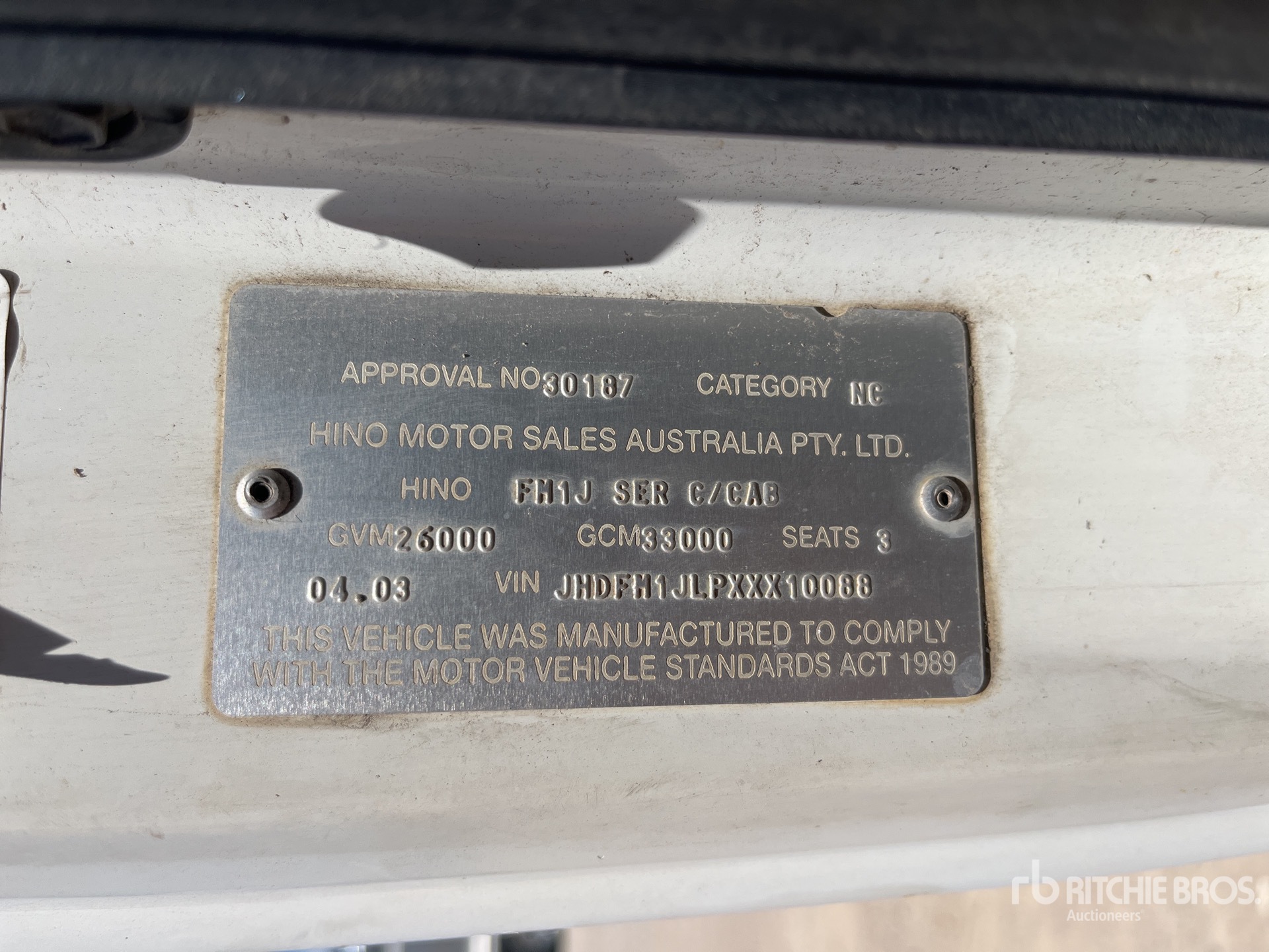 General Appearance with Serial Number / VIN