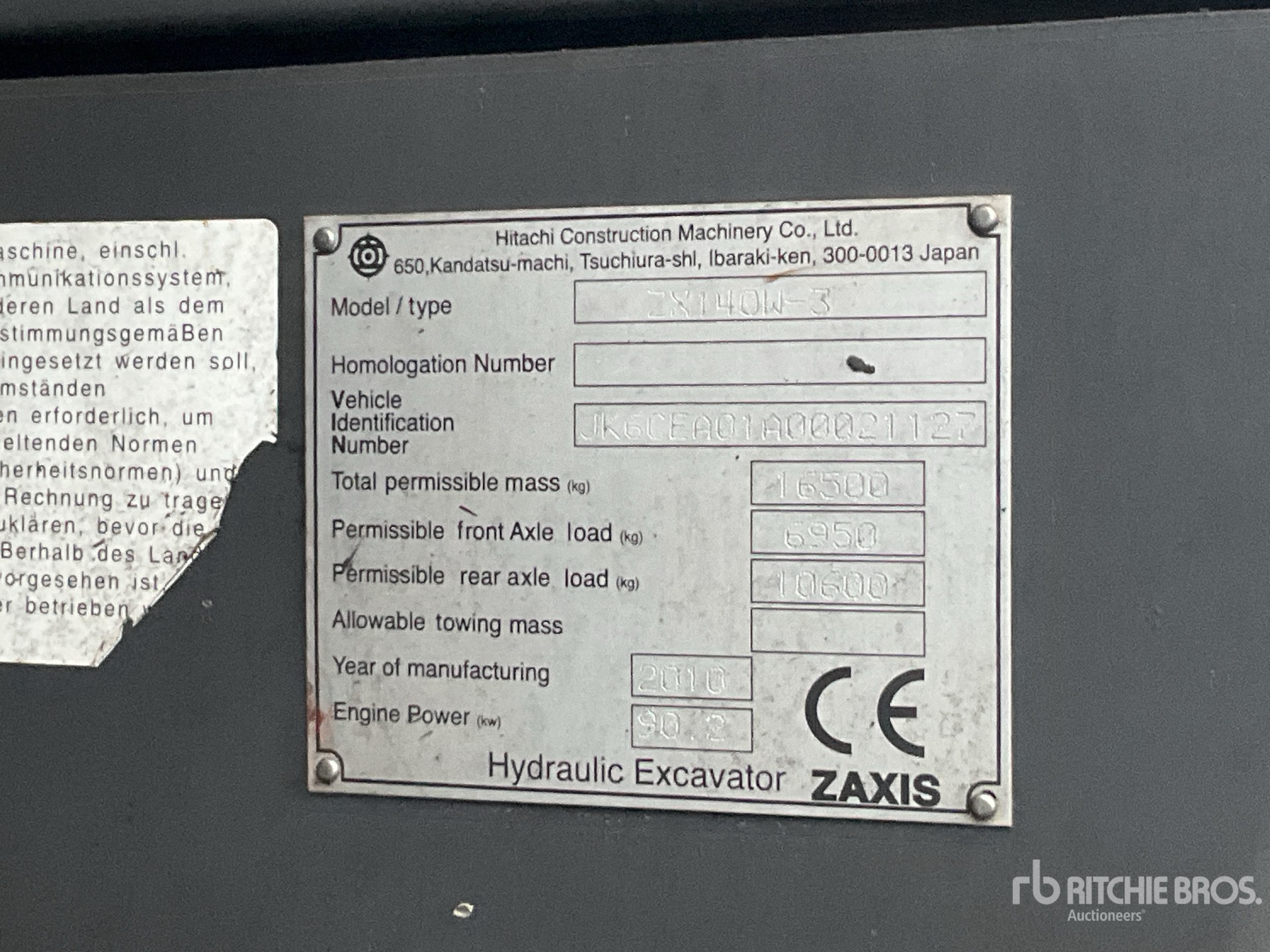 General Appearance with Serial Number / VIN