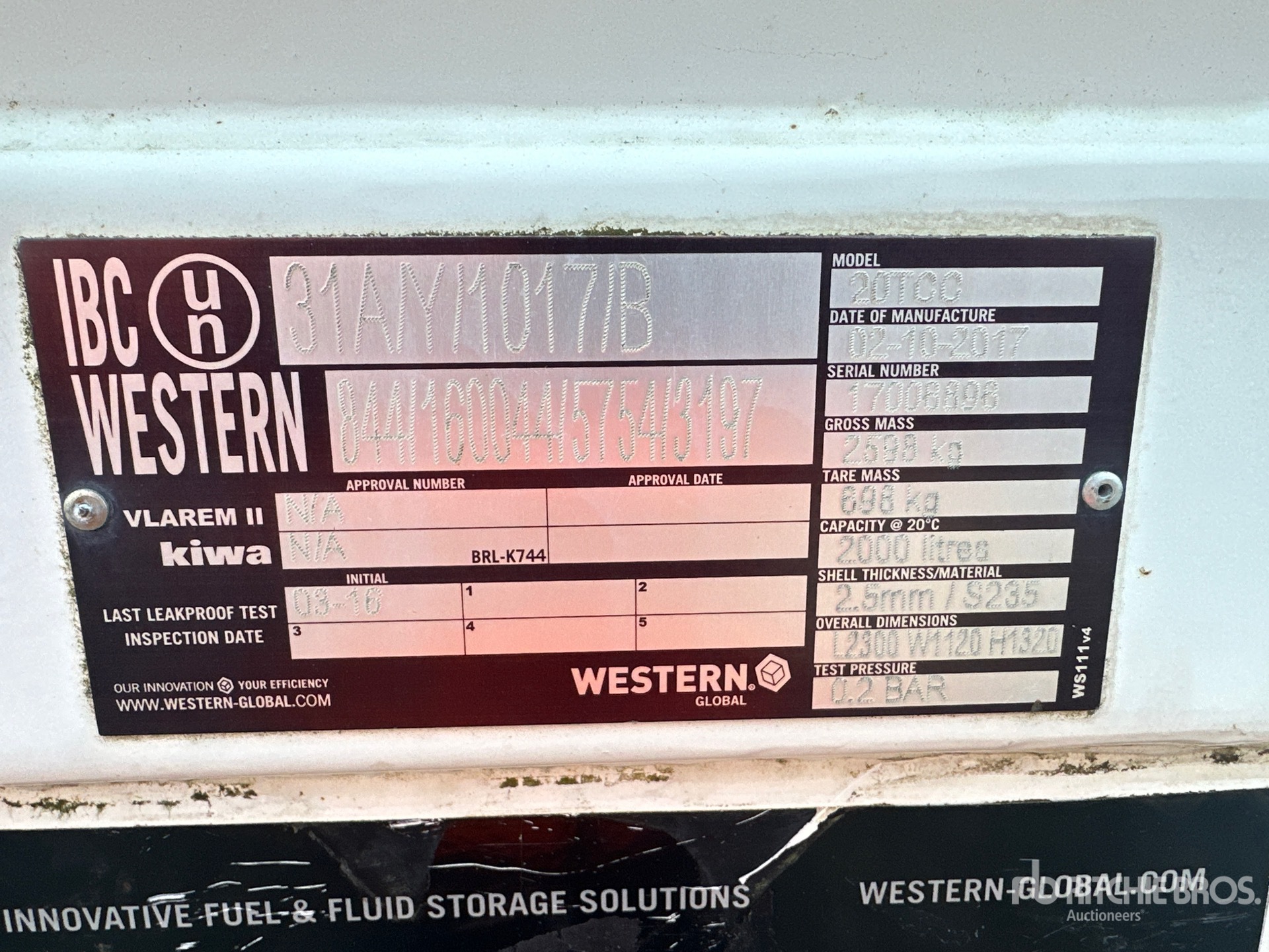 General Appearance with N.º de serie/VIN