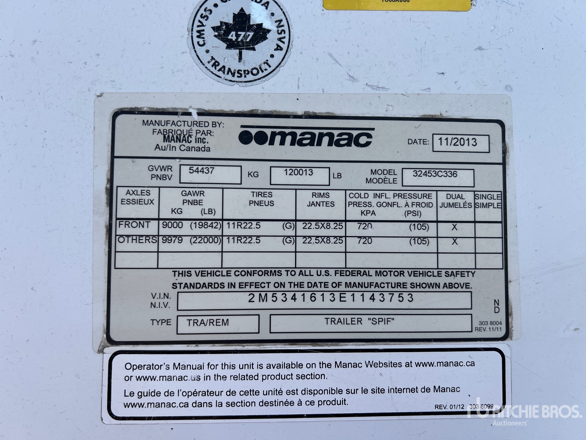 General Appearance with N.º de serie/VIN