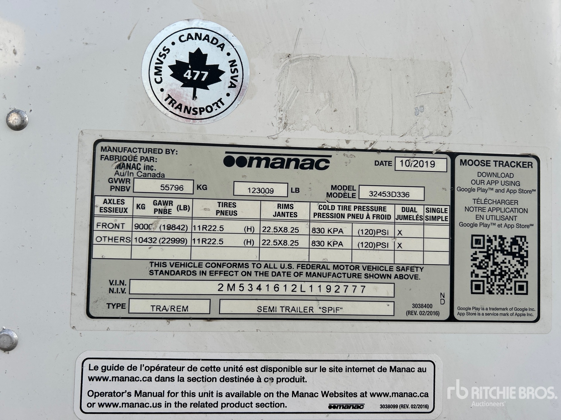 General Appearance with Serial Number / VIN