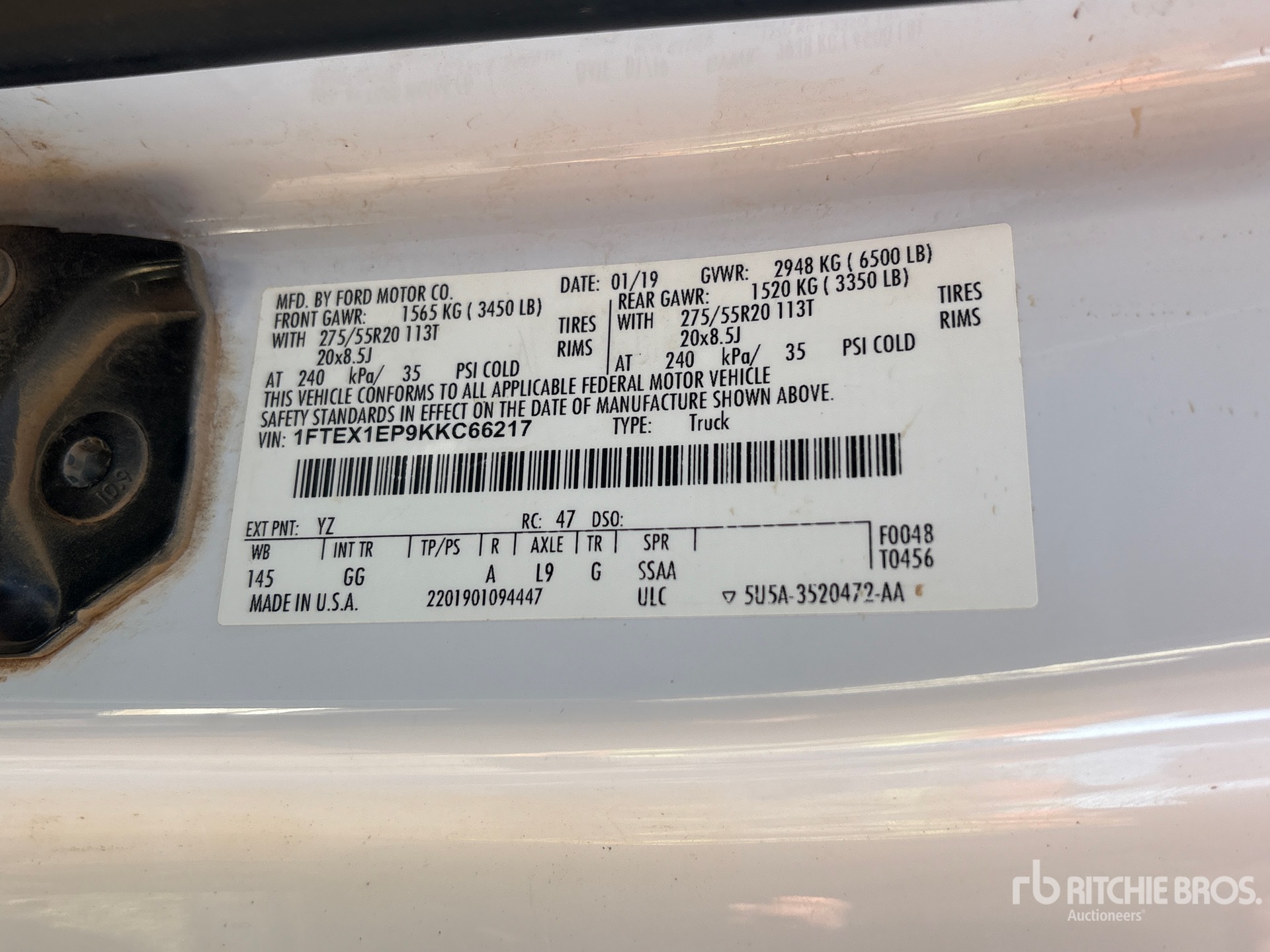 General Appearance with Serial Number / VIN