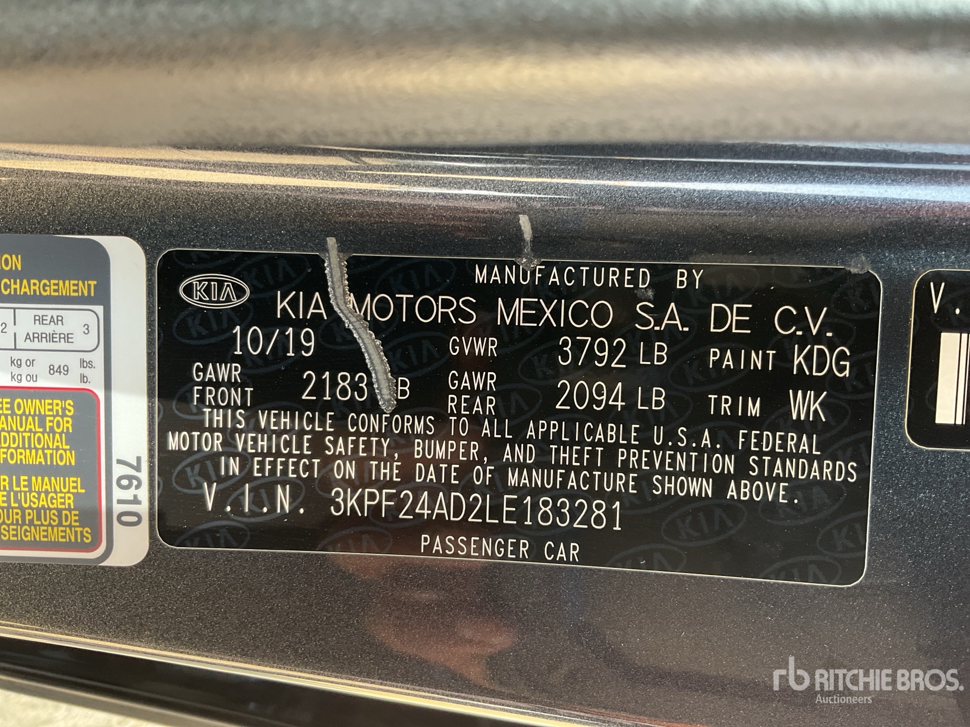 General Appearance with Serial Number / VIN