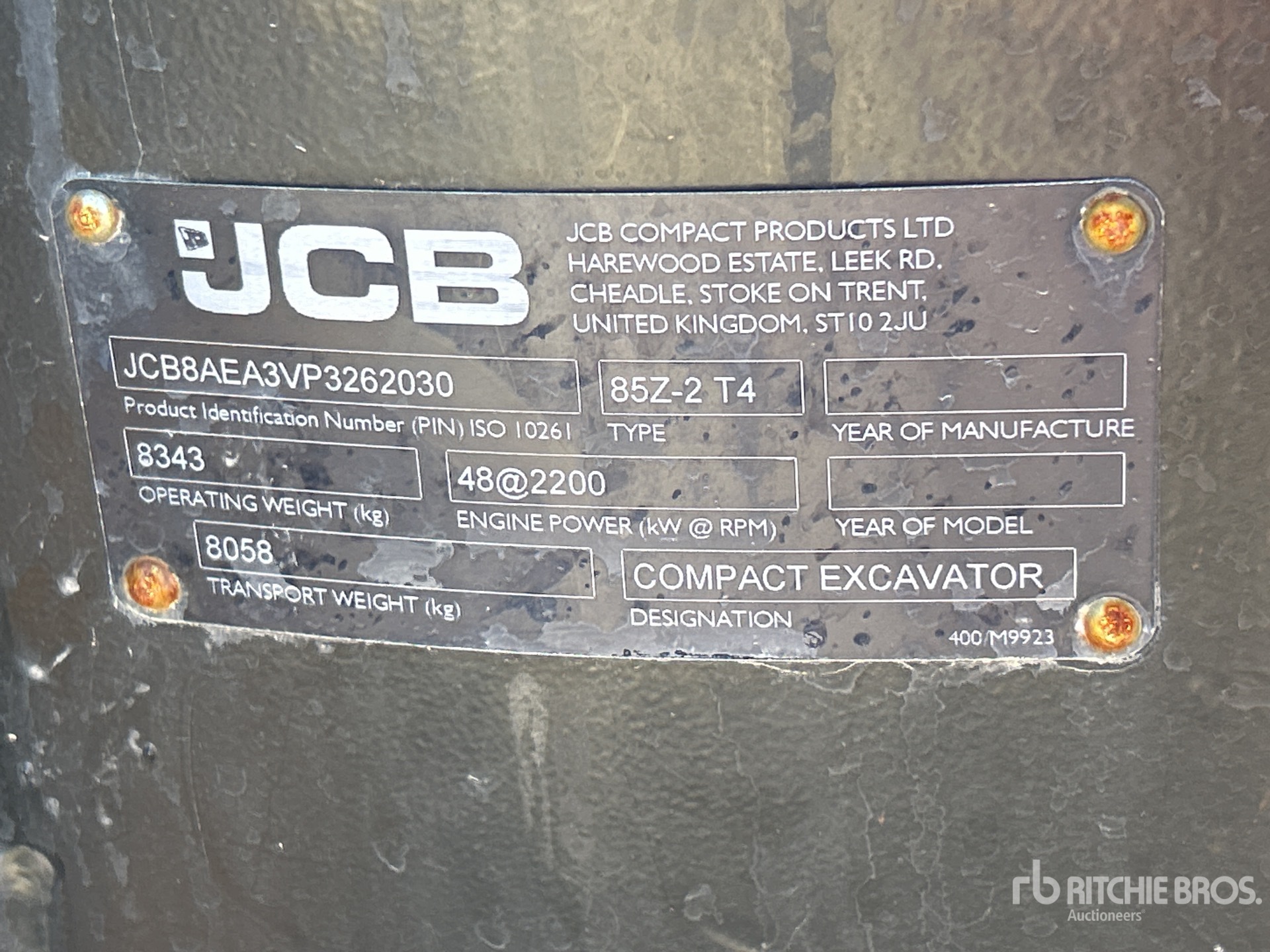 General Appearance with Serial Number / VIN