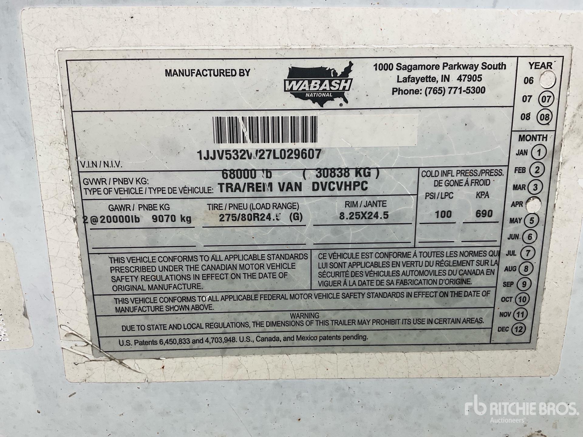 General Appearance with Serial Number / VIN