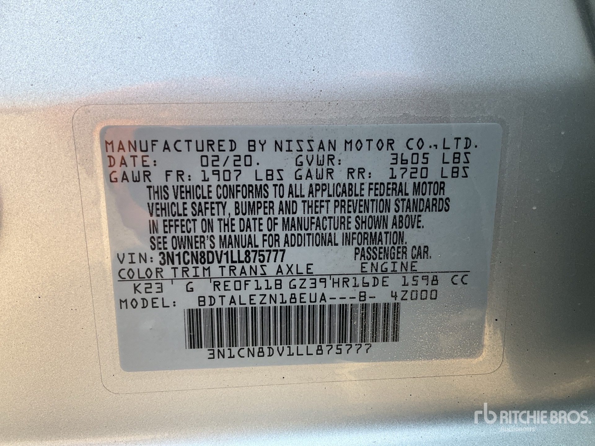 General Appearance with Serial Number / VIN