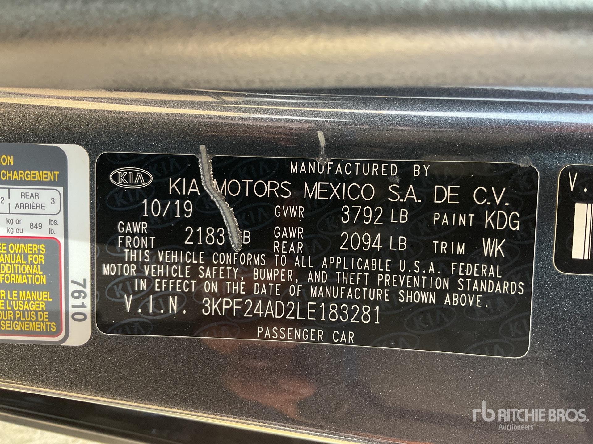 General Appearance with Serial Number / VIN