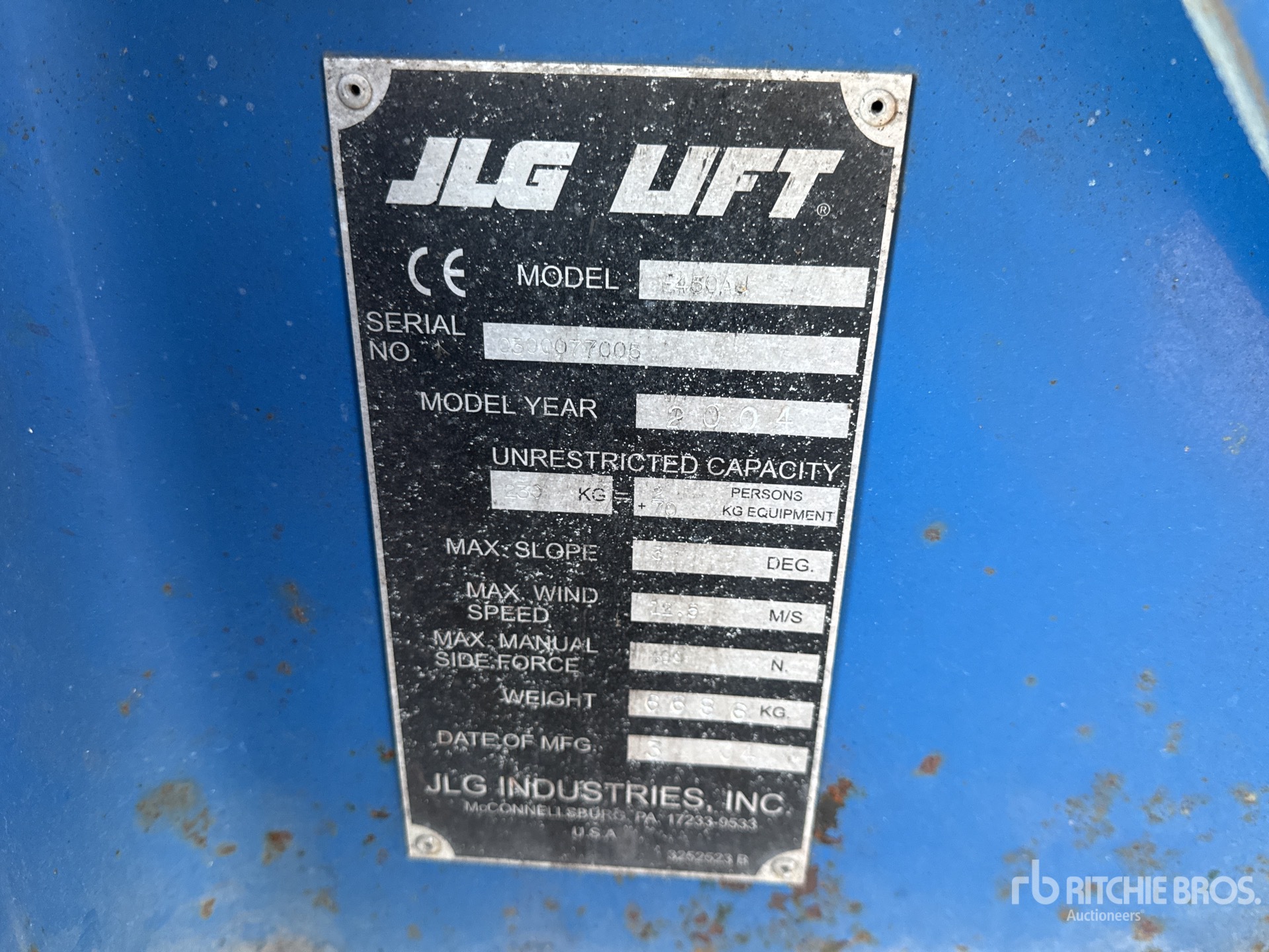 General Appearance with Serial Number / VIN