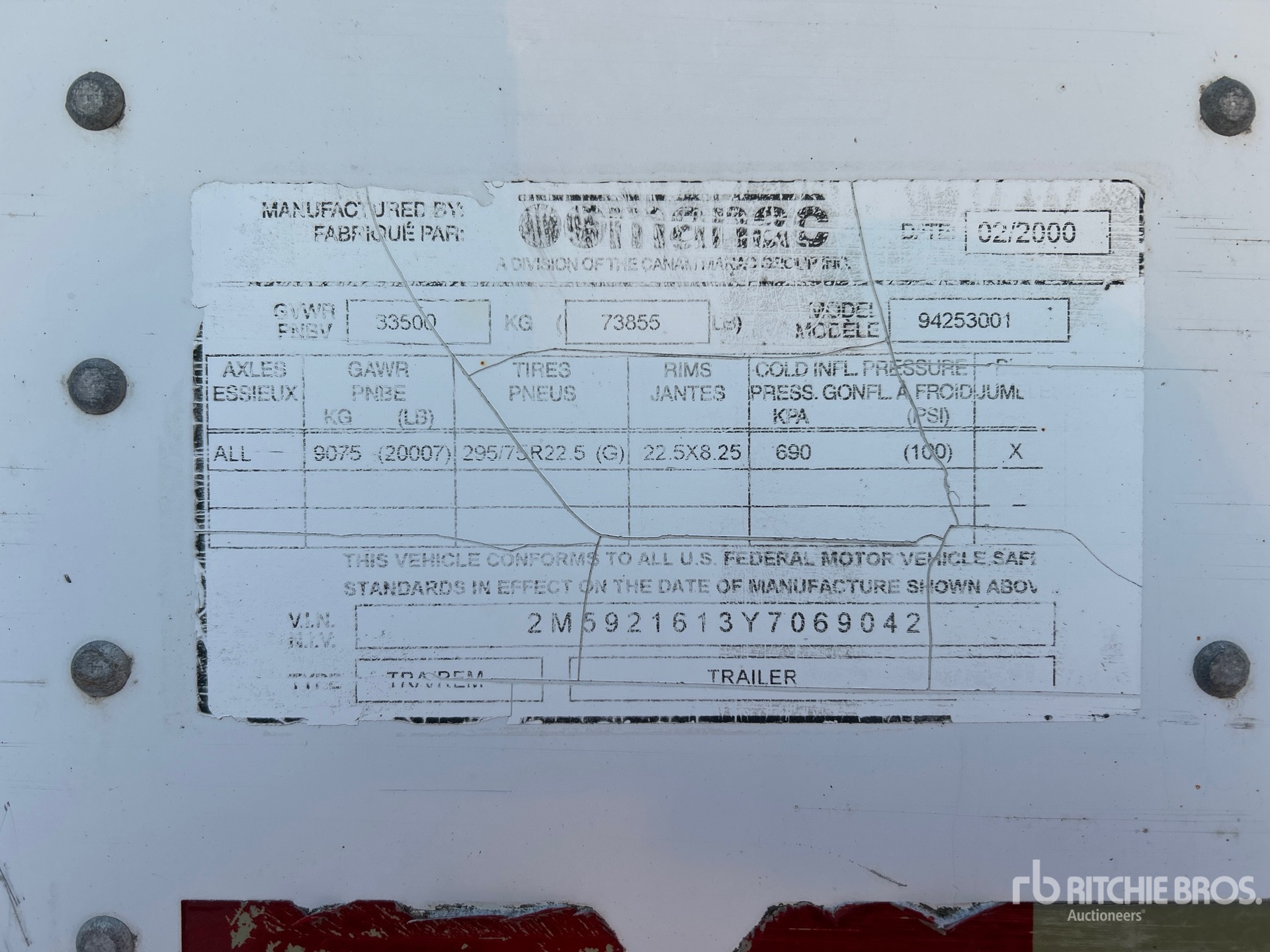 General Appearance with Serial Number / VIN